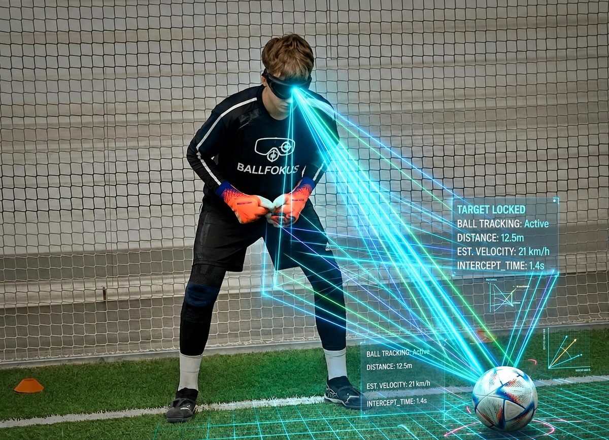 Torwart mit BALLFOKUS-Brille beim Blickfokus-Training